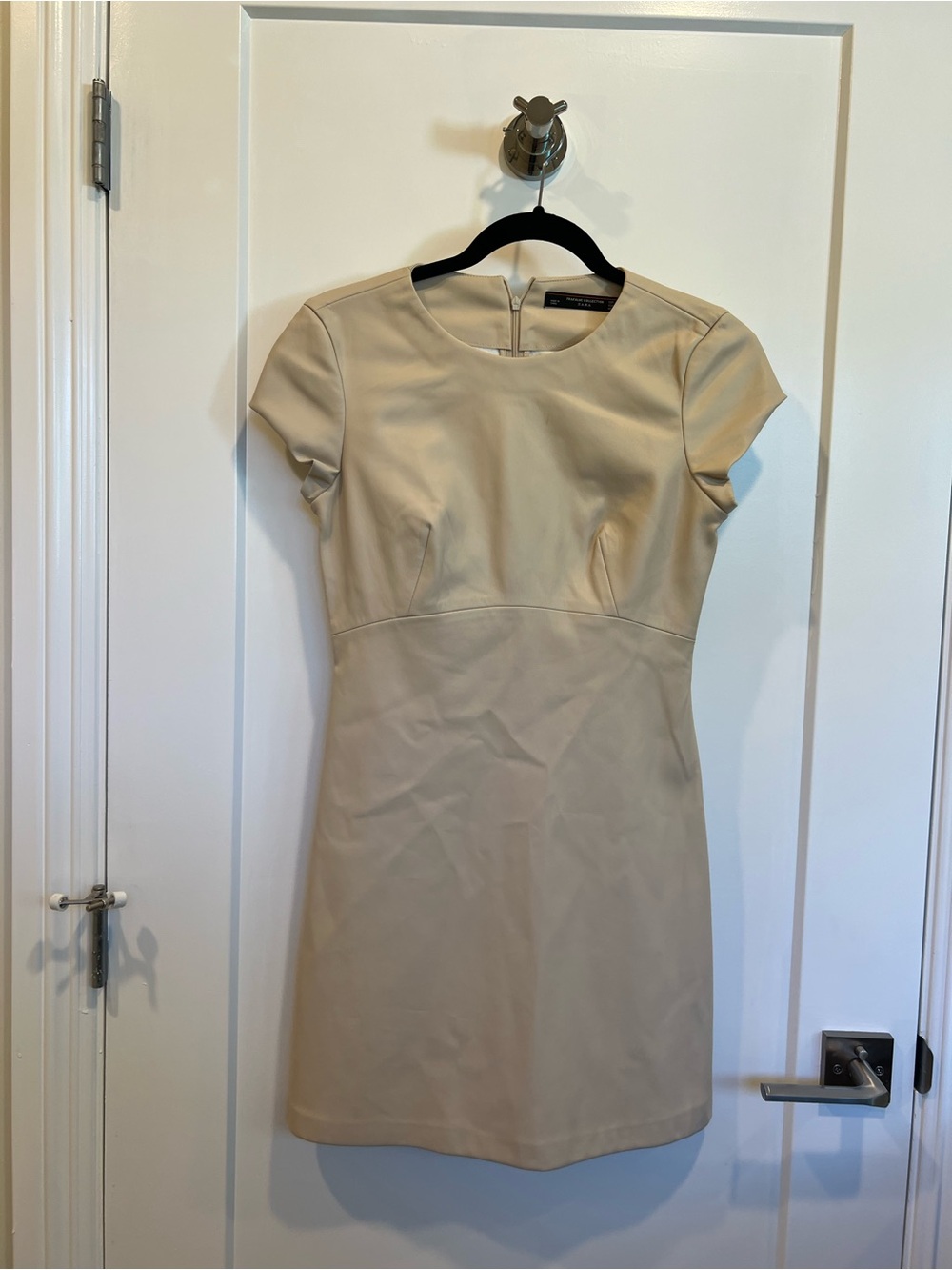 Zara Beige Short-Sleeve Sheath Dress